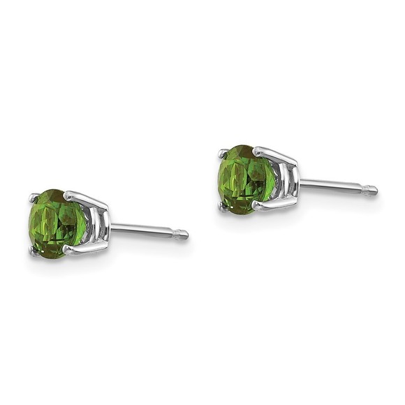 14k White Gold Green Tourmaline Earrings - Picture 2 of 3